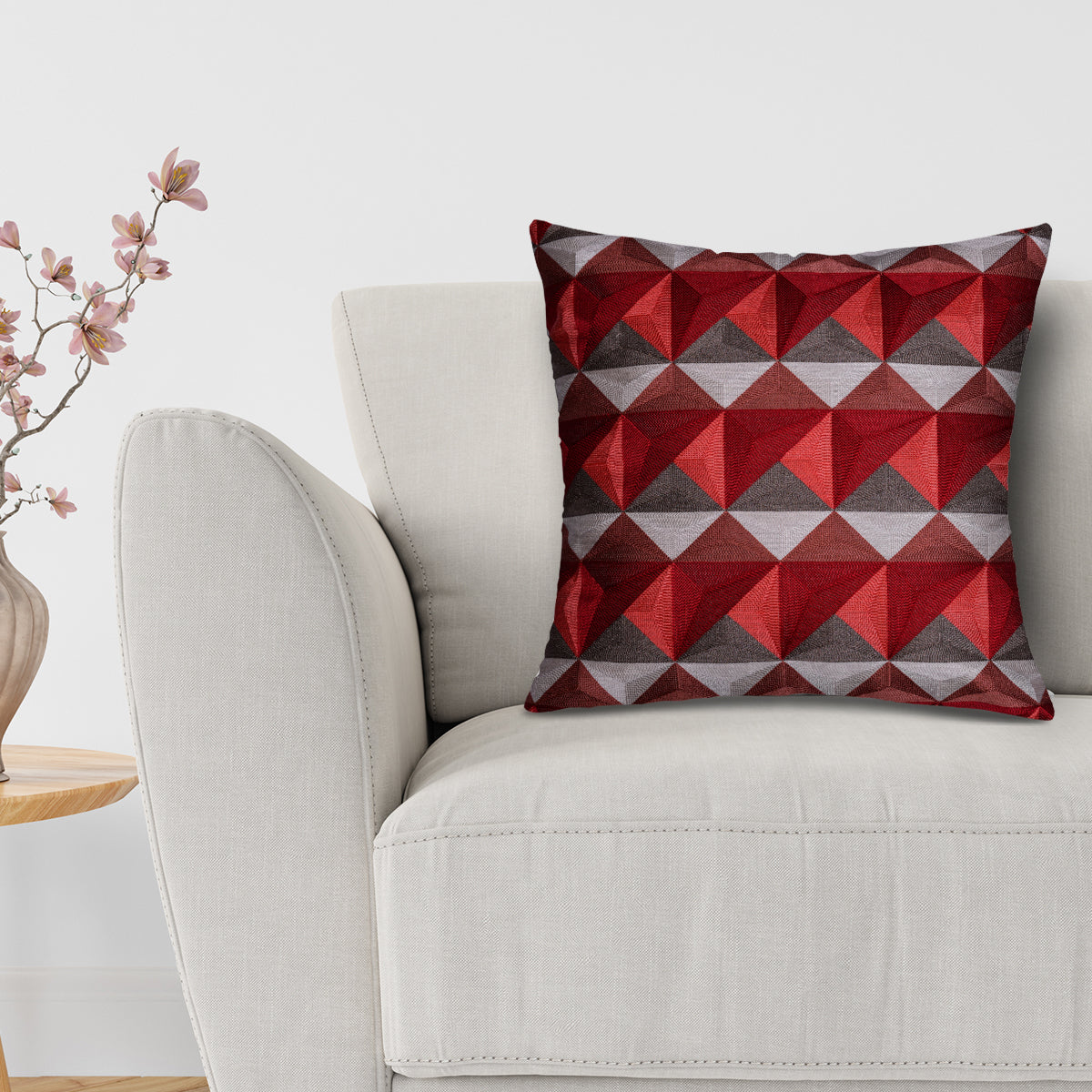 Red Gray Throw Pillow Covers - 20 x 20 inches - Decozen