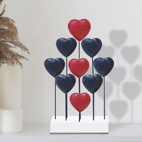 Red Blue White USA Flag Hearts Handmade Wooden Sculpture