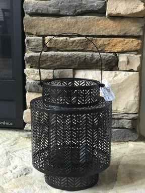 Black and White Hanging Candle Holder Lantern - Decozen