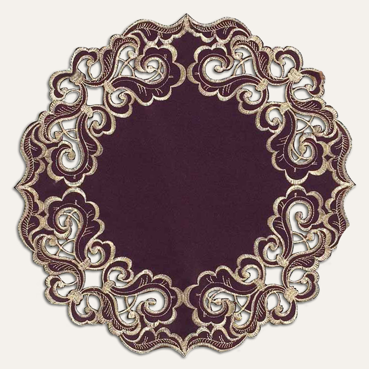 Plum Gold Table Doilies - Granada Collection - Decozen