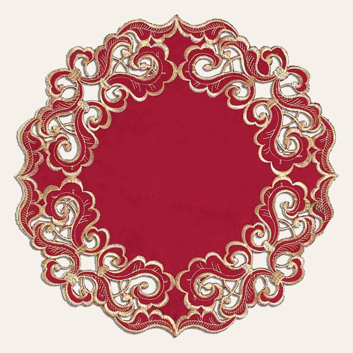 Burgundy Gold Table Doilies - Granada Collection - Decozen