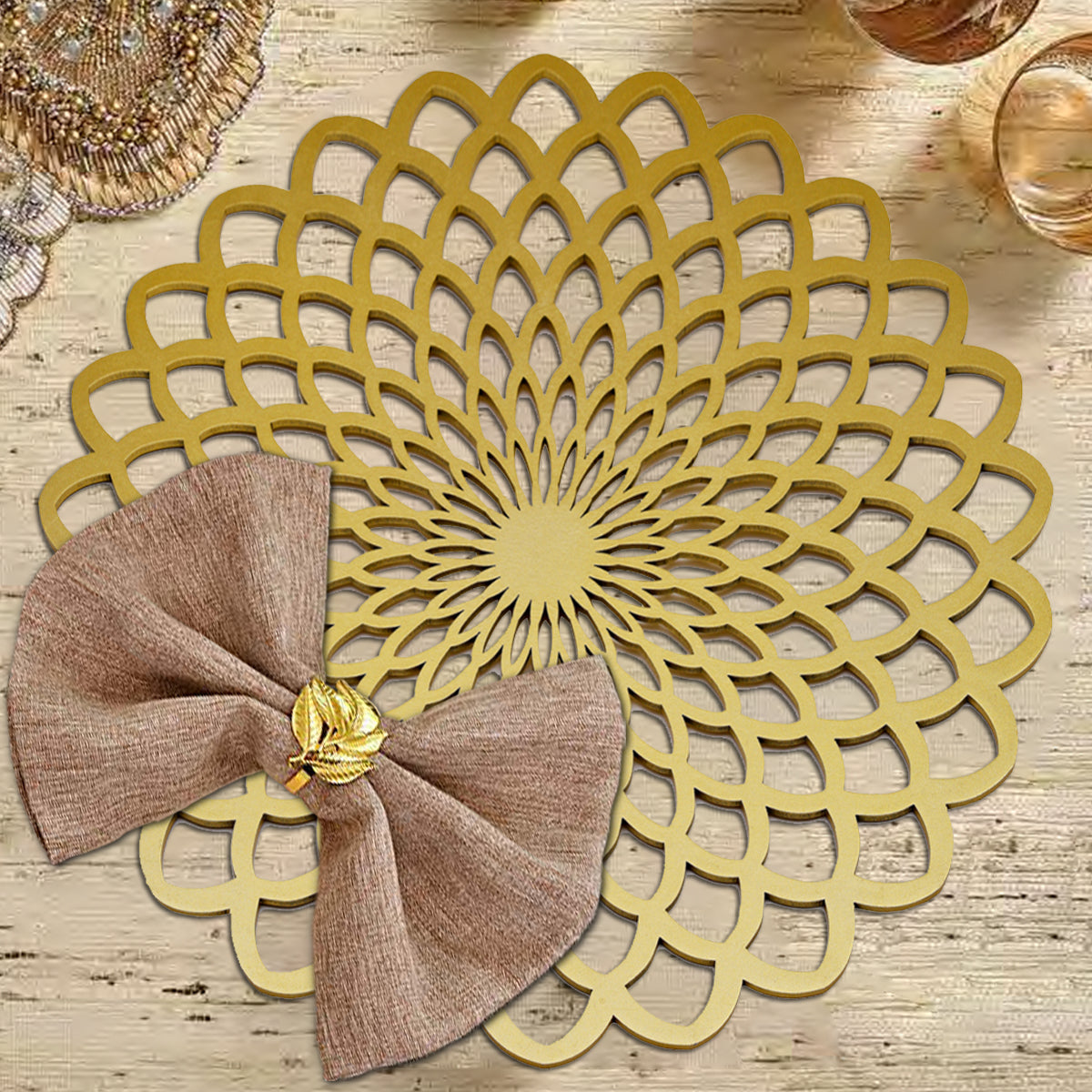 Gold Wooden Trivet Placemats for Dining Table - Decozen