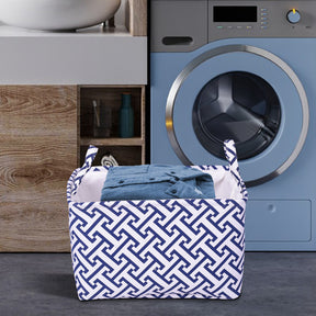 Blue White Laundry Hamper and Storage Bin - Set of 3 - Decozen