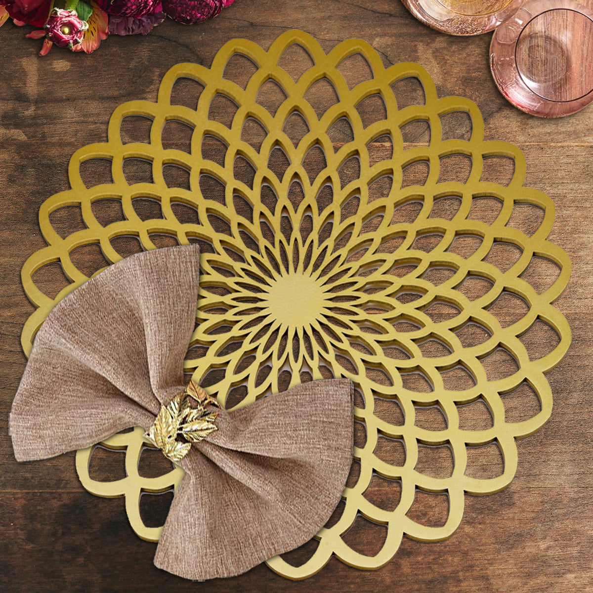 Gold Wooden Trivet Placemats for Dining Table - Decozen