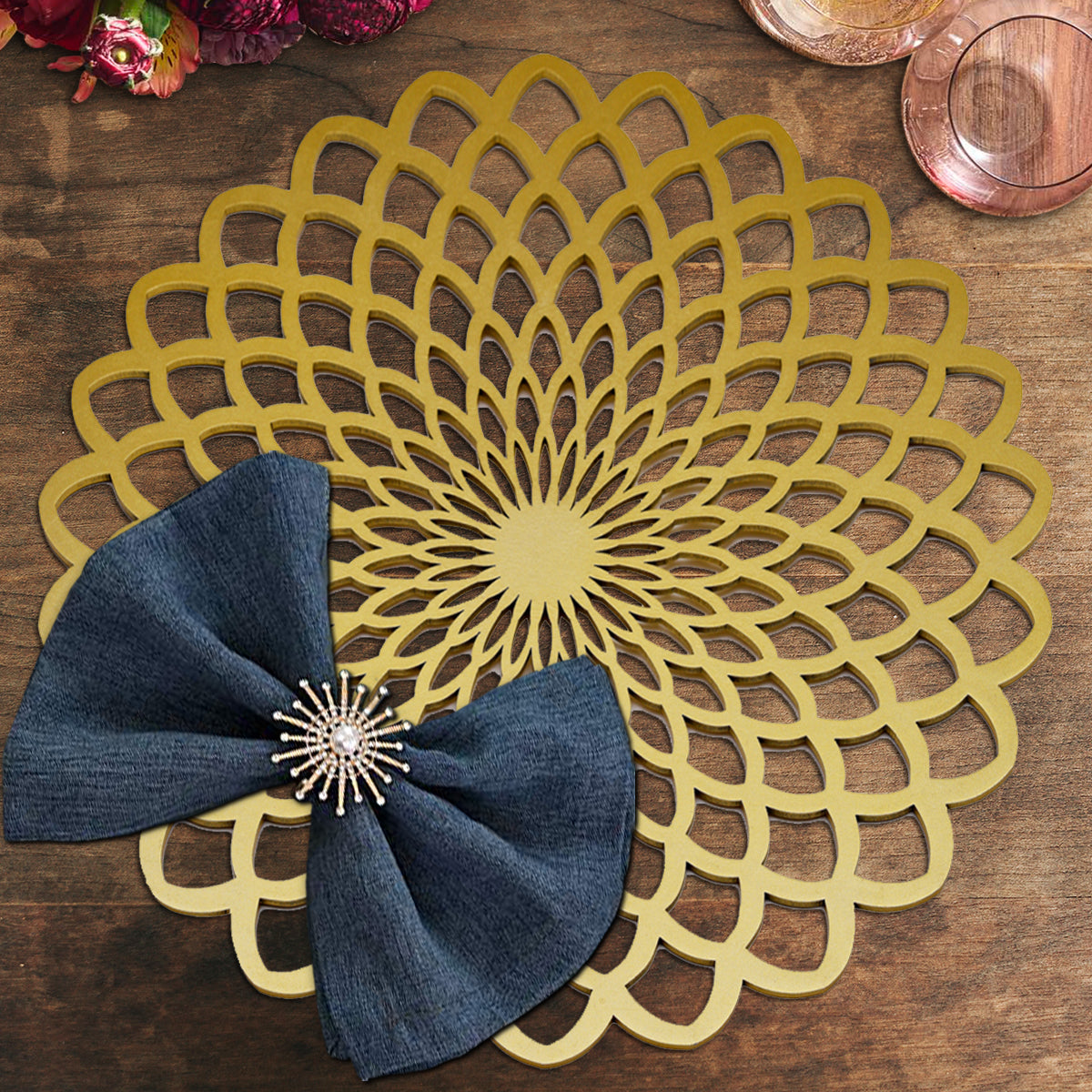 Gold Wooden Trivet Placemats for Dining Table - Decozen