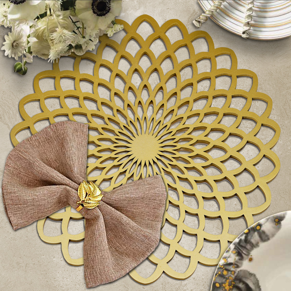 Gold Wooden Trivet Placemats for Dining Table - Decozen