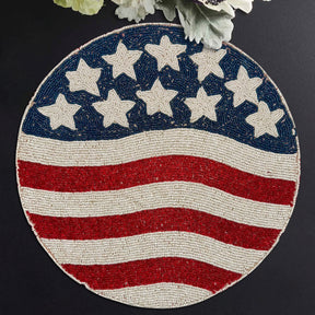 USA Flag Round Beaded Placemats
