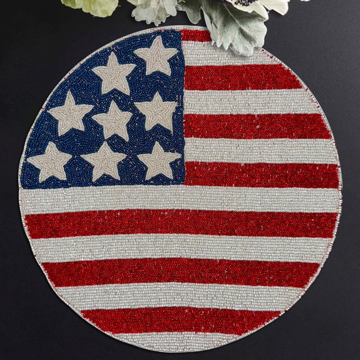 USA Flag Round Beaded Placemats