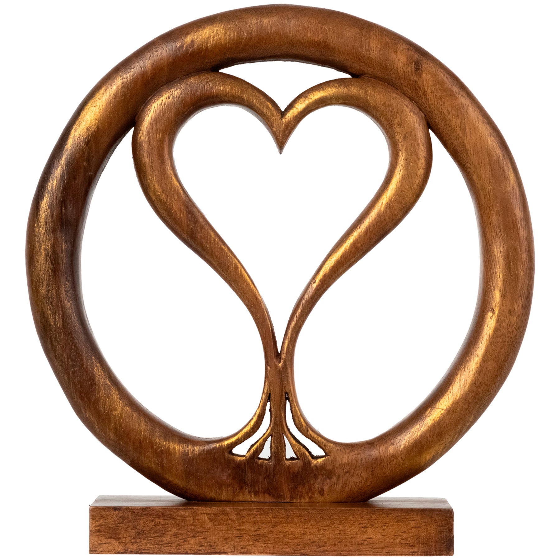 Decozen Handcrafted Solid Wood Heart Sculpture - Unique Gift from Daughter, Son, Husband - Perfect for Home, Mantel, Fireplace, and Foyer Decor - Tabletop Accent