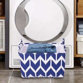 Blue White Laundry Hamper and Storage Bin - Set of 3 - Decozen