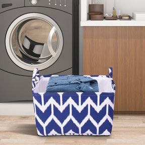 Blue White Laundry Hamper and Storage Bin - Set of 3 - Decozen