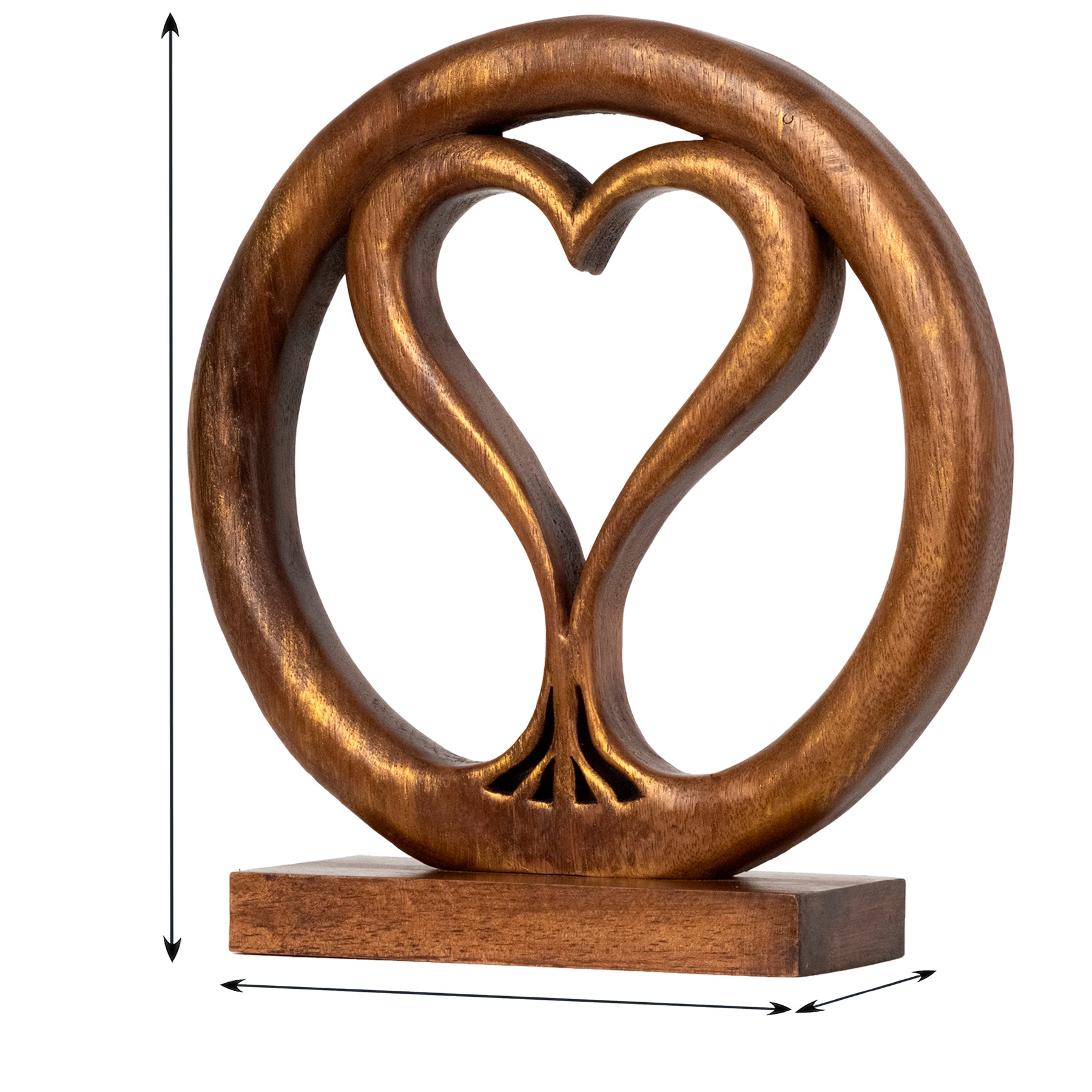 Decozen Handcrafted Solid Wood Heart Sculpture - Unique Gift from Daughter, Son, Husband - Perfect for Home, Mantel, Fireplace, and Foyer Decor - Tabletop Accent