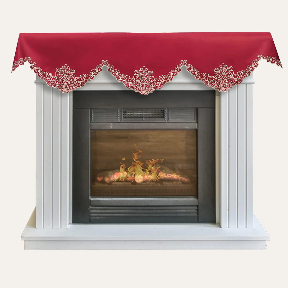 Burgundy Gold Mantel Scarf - Granada Collection - Decozen