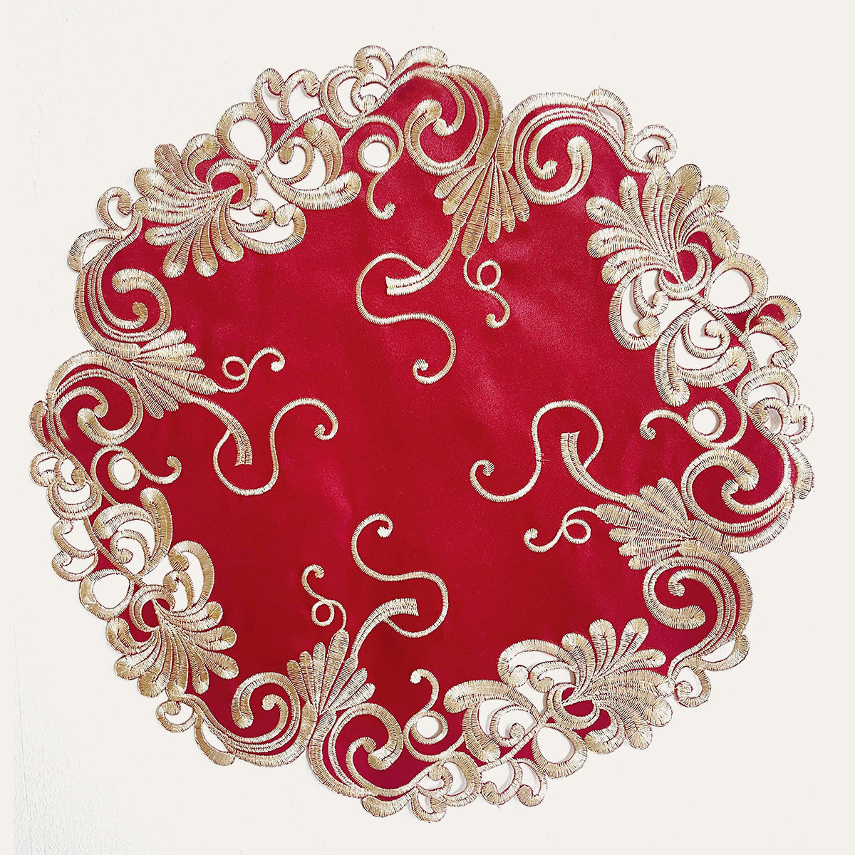 Burgundy Gold Table Doilies - Chantelle Collection - Decozen