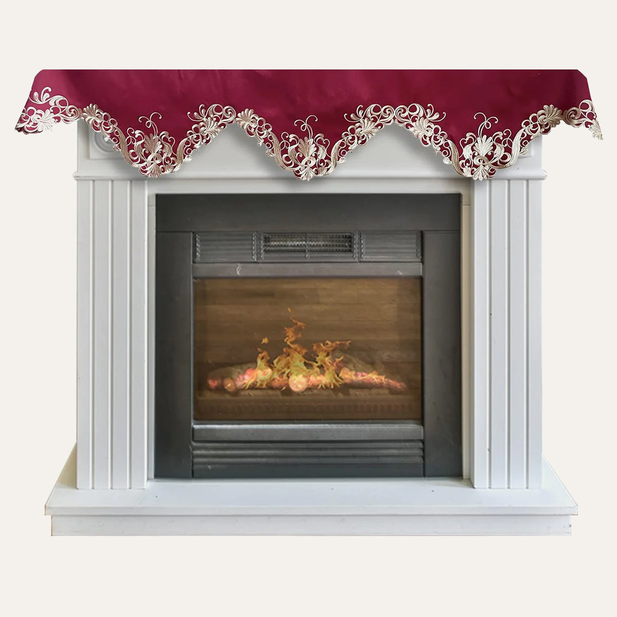 Burgundy Gold Mantel Scarf - Chantelle Collection - Decozen