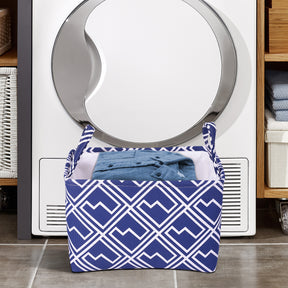 Blue White Laundry Hamper and Storage Bin - Set of 3 - Decozen