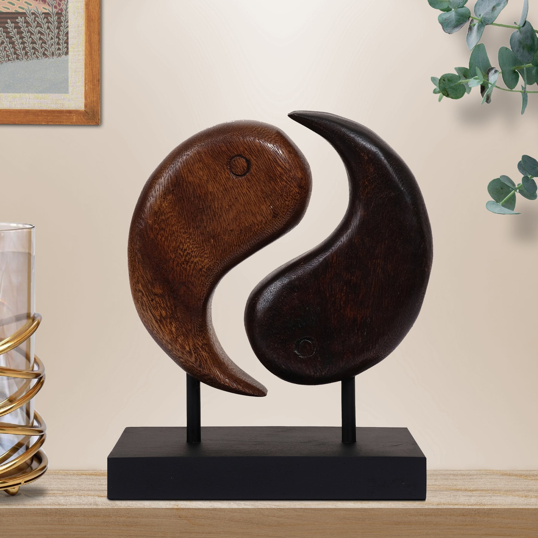 Yin Yang Handmade Wooden Sculpture