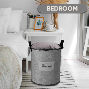 Felt Gray Laundry Hamper and Storage Bin - Set of 3 - Decozen