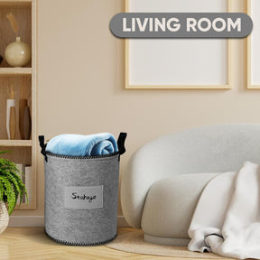 Felt Gray Laundry Hamper and Storage Bin - Set of 3 - Decozen