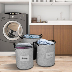 Felt Gray Laundry Hamper and Storage Bin - Set of 3 - Decozen