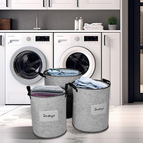 Felt Gray Laundry Hamper and Storage Bin - Set of 3 - Decozen