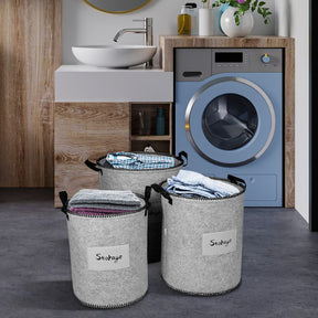 Felt Gray Laundry Hamper and Storage Bin - Set of 3 - Decozen