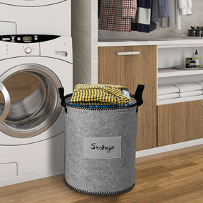 Felt Gray Laundry Hamper and Storage Bin - Set of 3 - Decozen