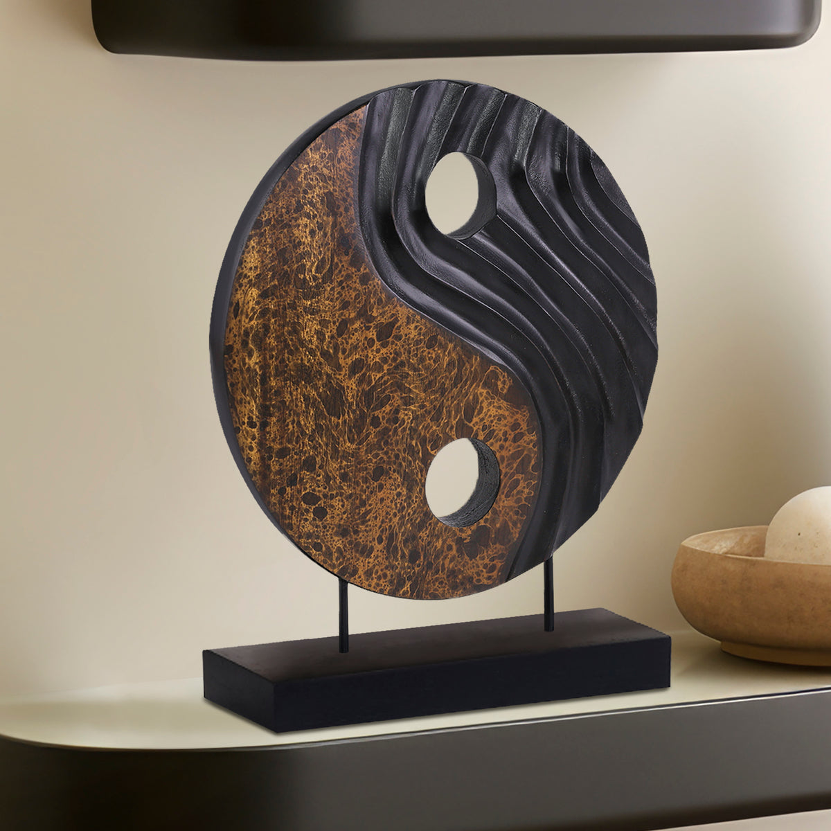 Yin Yang Handmade Wooden Sculpture