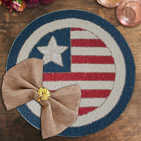 USA Flag Round Beaded Placemats