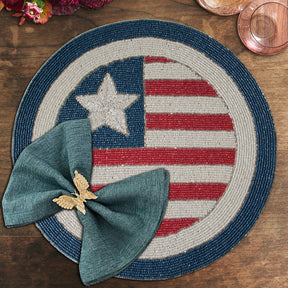 USA Flag Round Beaded Placemats