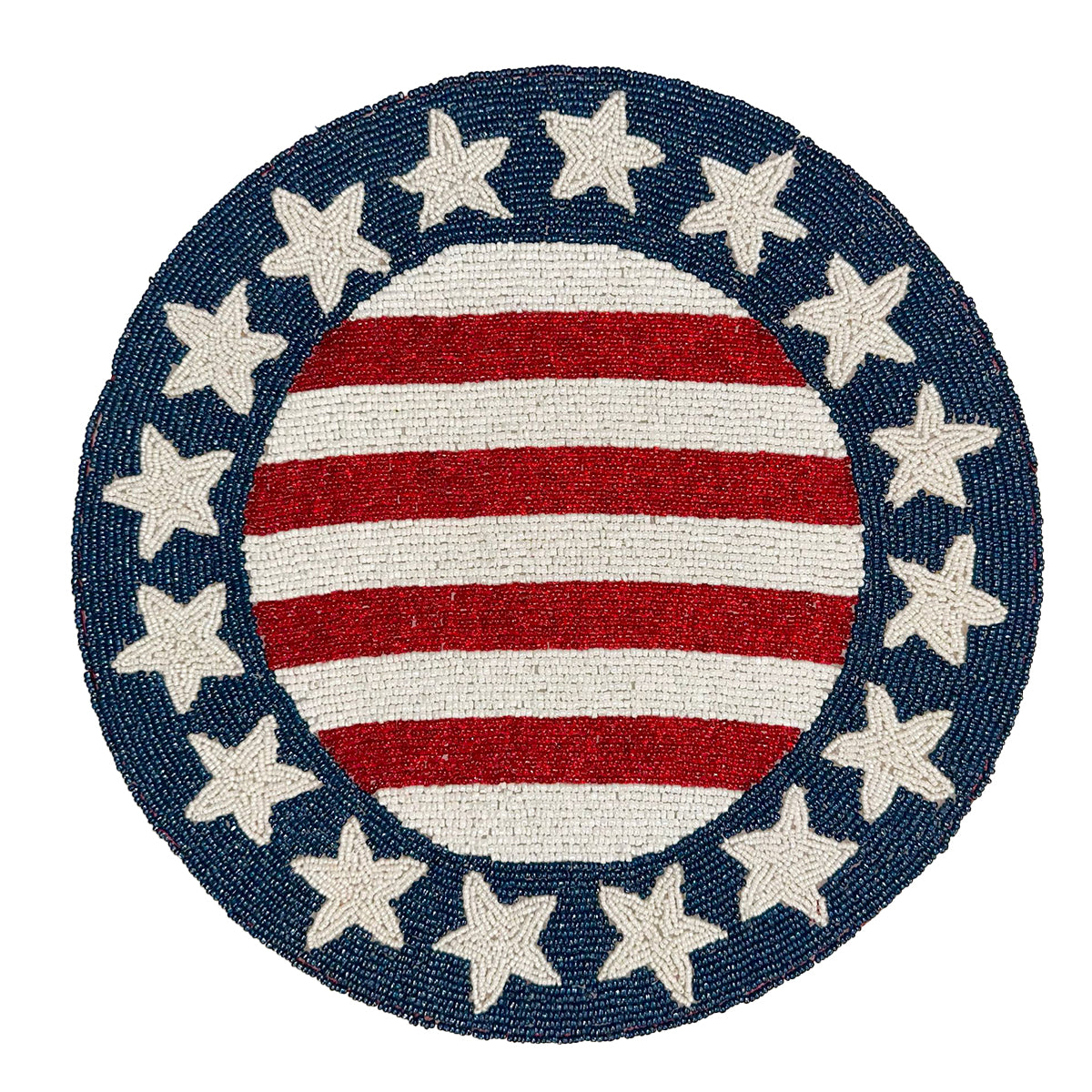 USA Flag Round Beaded Placemats - Set of 2