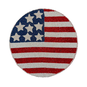 USA Flag Round Beaded Placemats