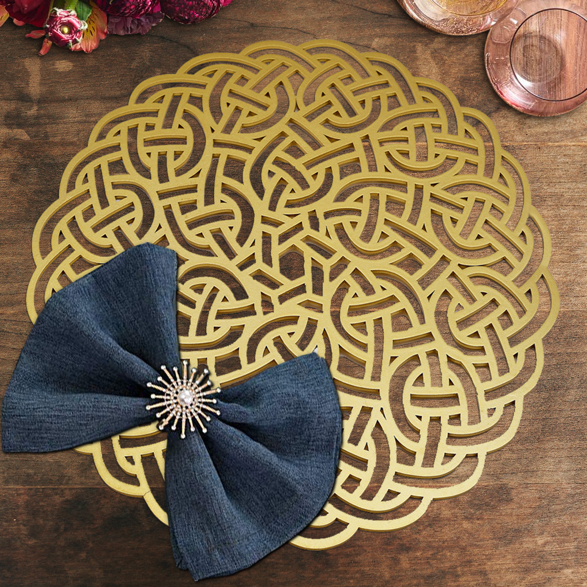 Gold Wooden Trivet Placemats for Dining Table - Decozen