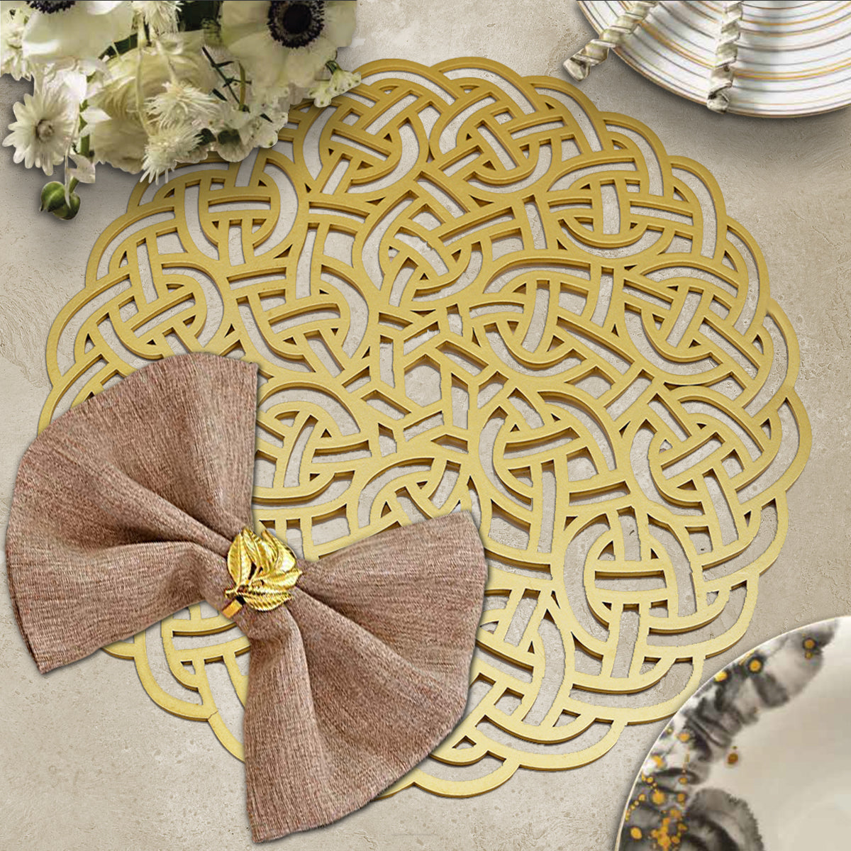 Gold Wooden Trivet Placemats for Dining Table - Decozen