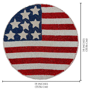 USA Flag Round Beaded Placemats