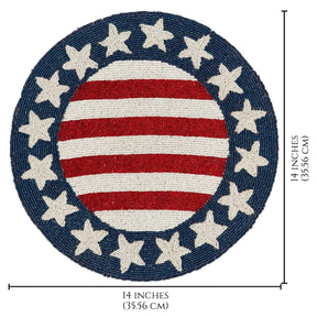 USA Flag Round Beaded Placemats - Set of 2