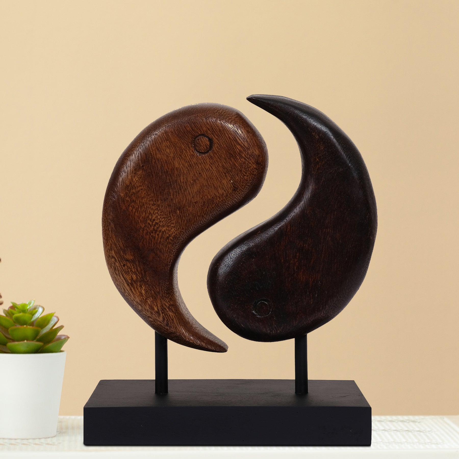 Yin Yang Handmade Wooden Sculpture