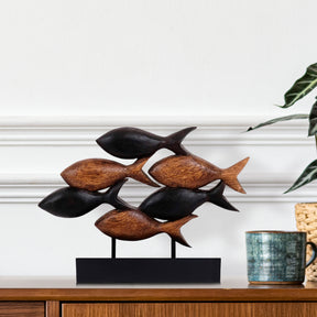 School of Fish Handmade Wooden Sculpture