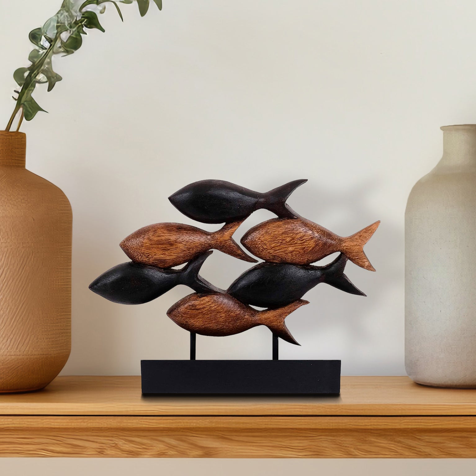 School of Fish Handmade Wooden Sculpture