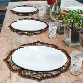 Gold Red White Beaded Placemats