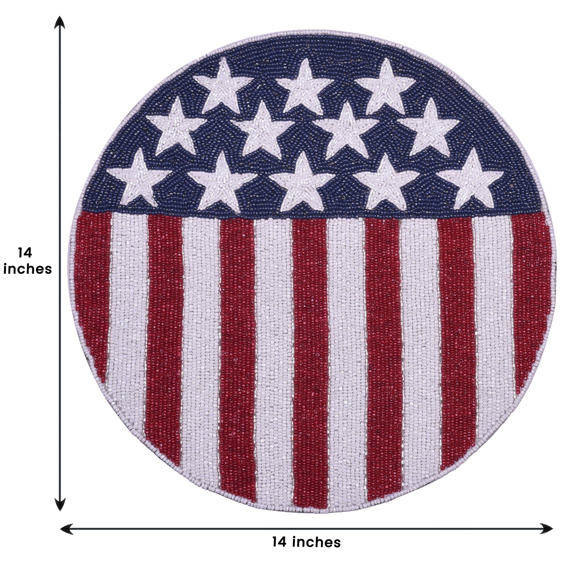 USA Flag Round Beaded Placemats - Set of 2