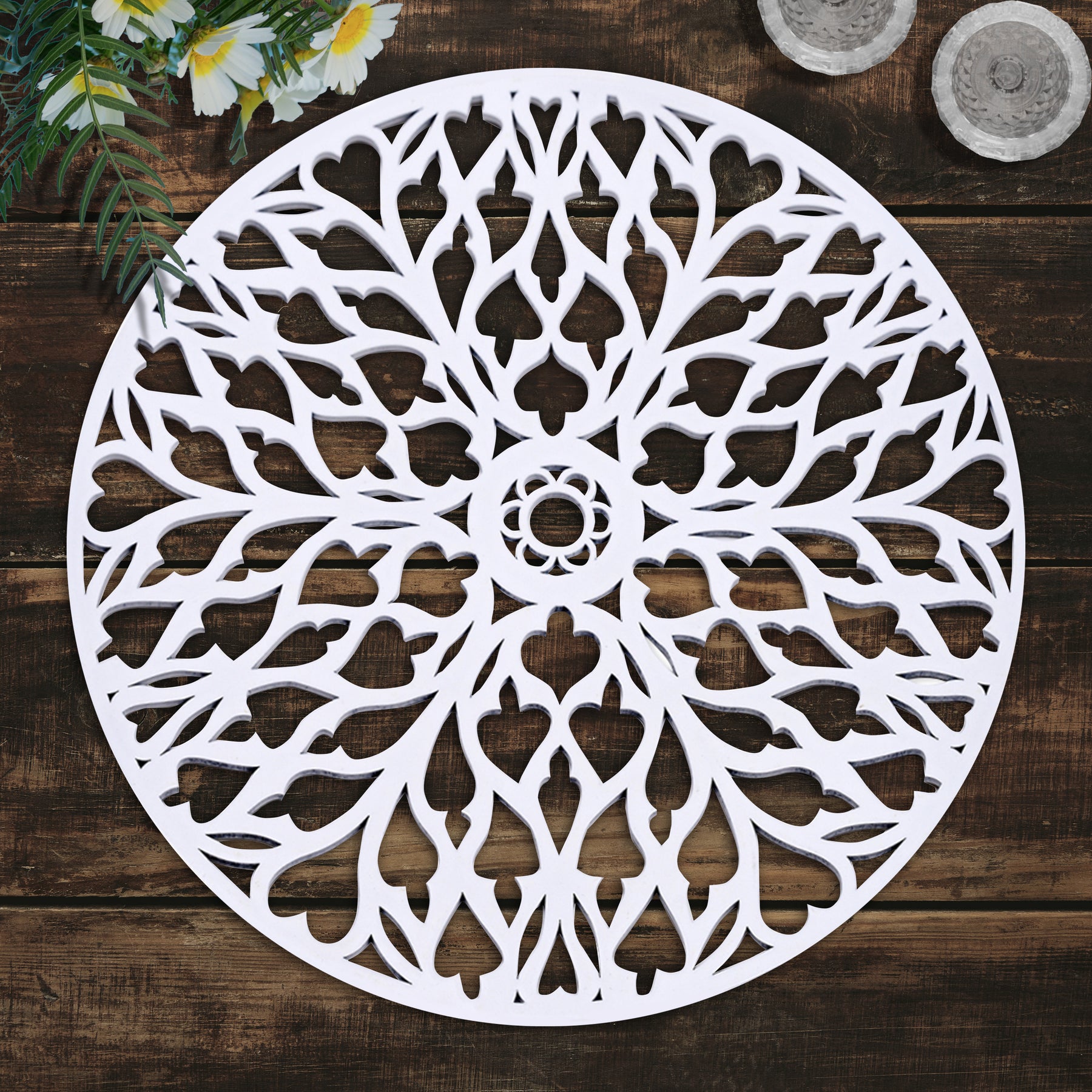 White Wooden Trivet Placemats for Dining Table