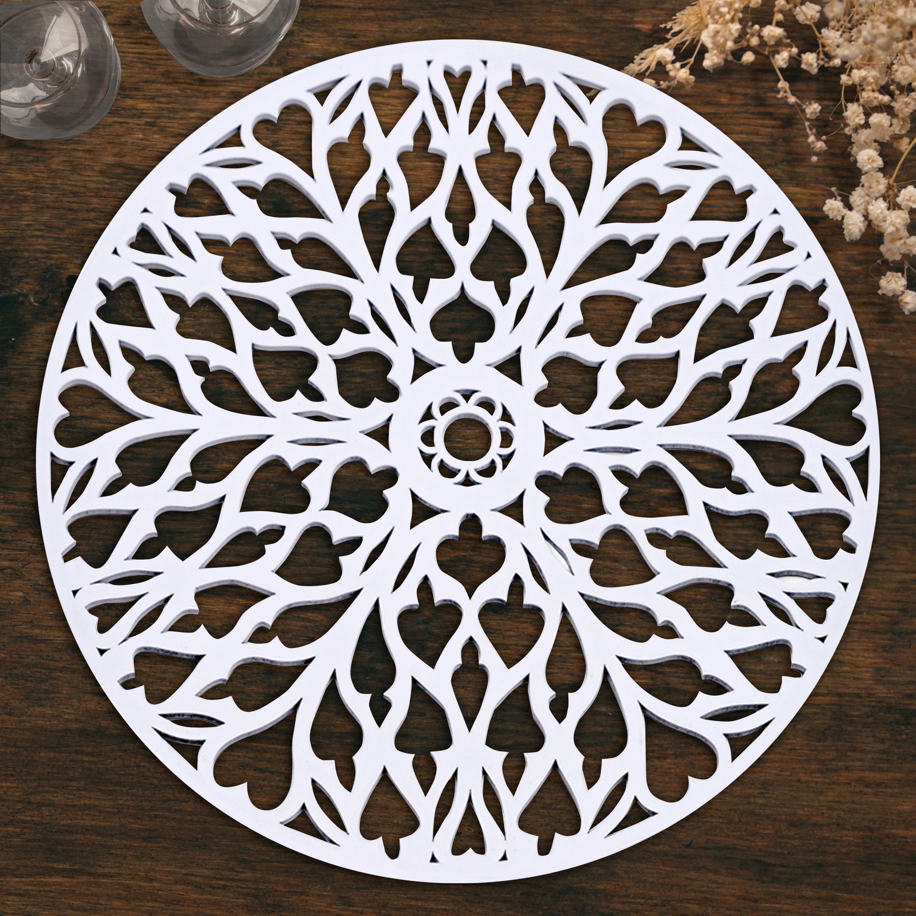 White Wooden Trivet Placemats for Dining Table