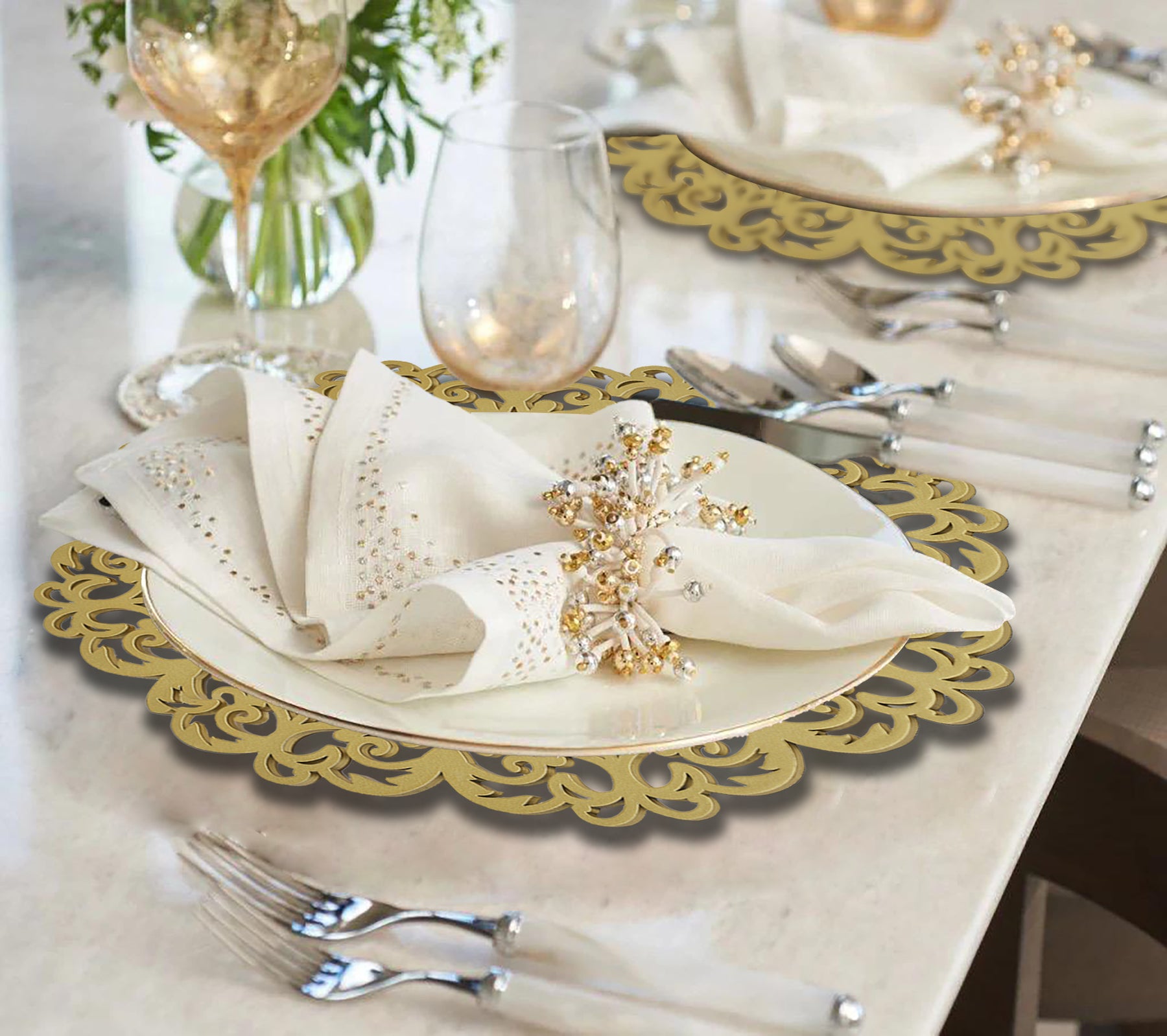 Gold Wooden Trivet Placemats for Dining Table