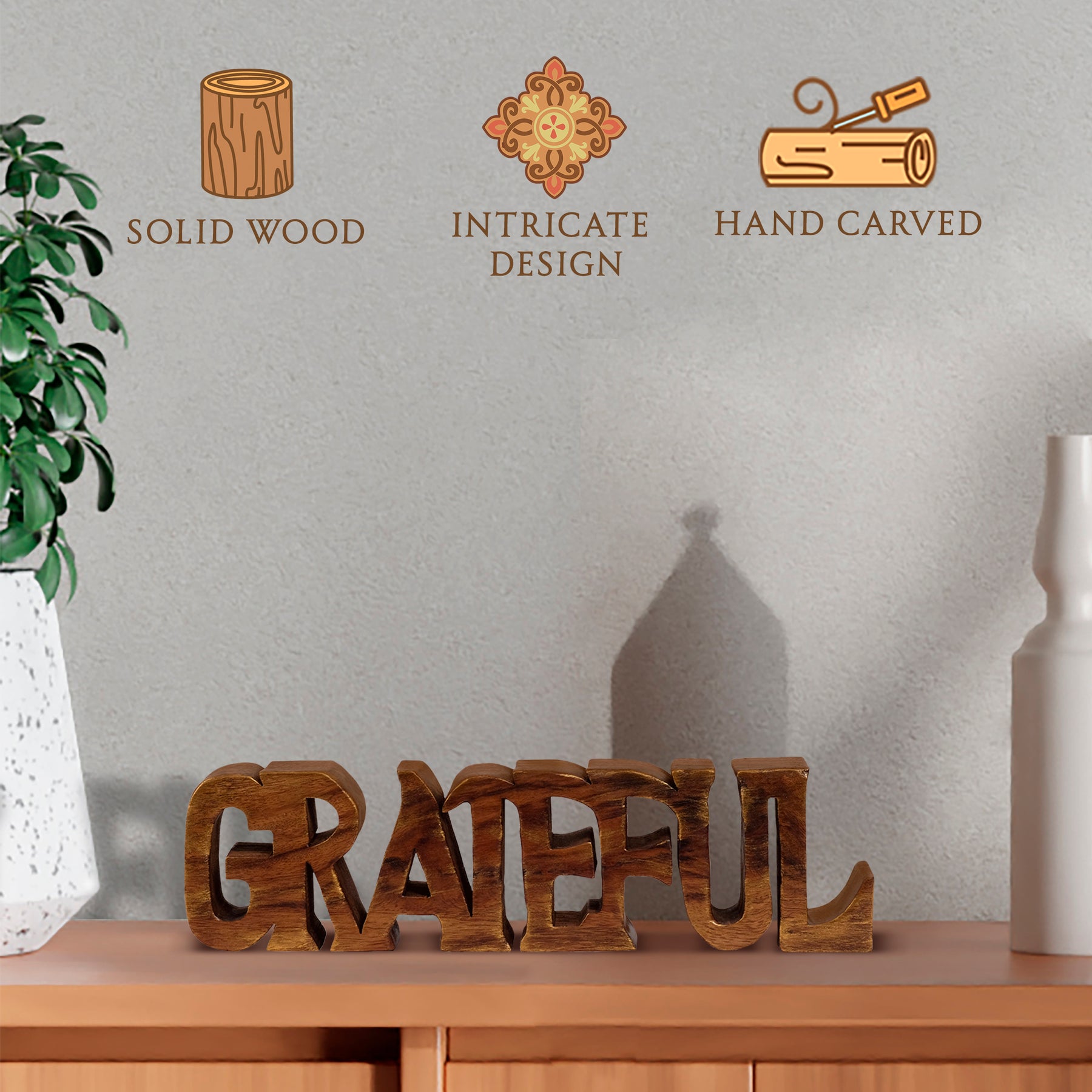 Grateful Wooden Handmade Sculpture