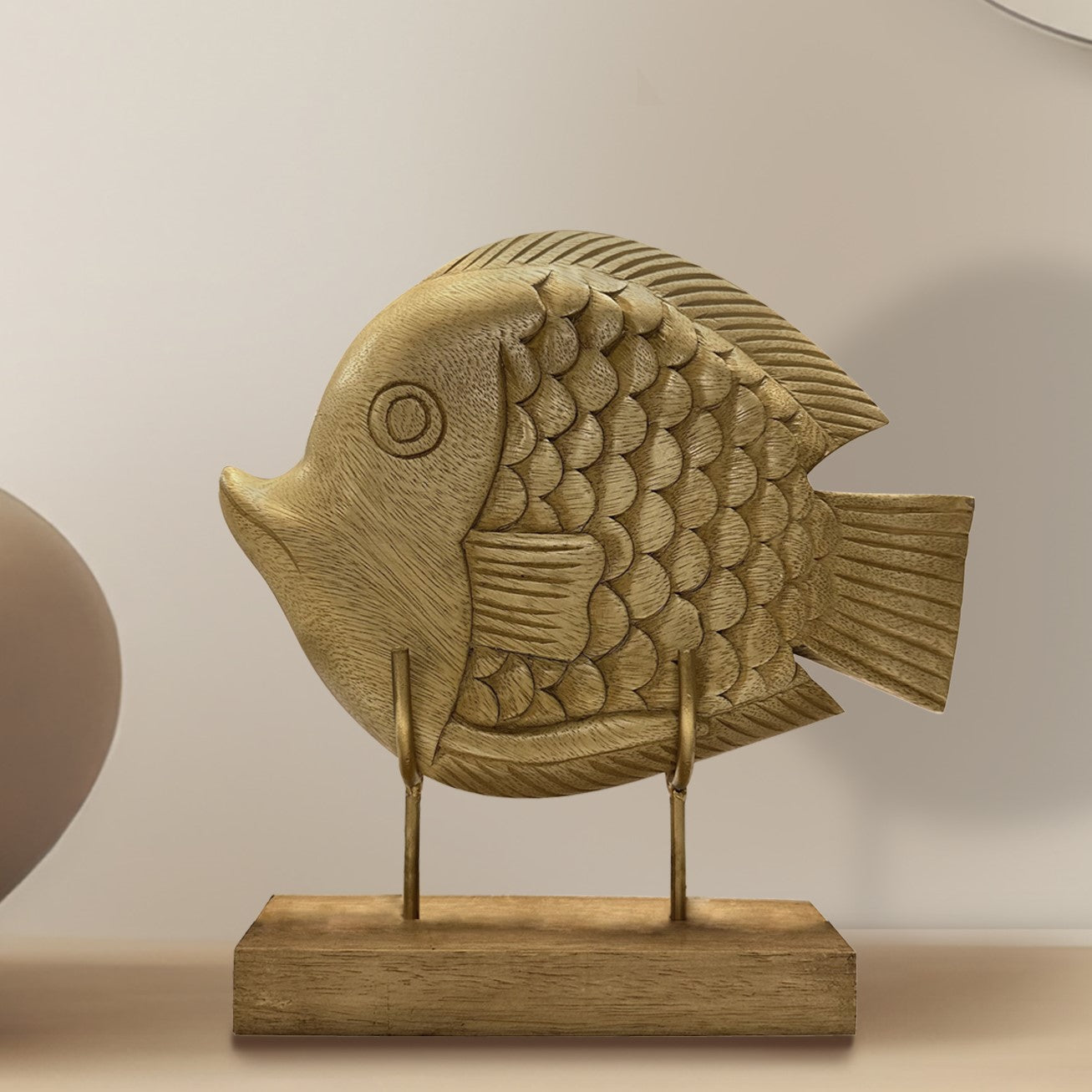 Lucky Fish Handmade Wooden Sculpture