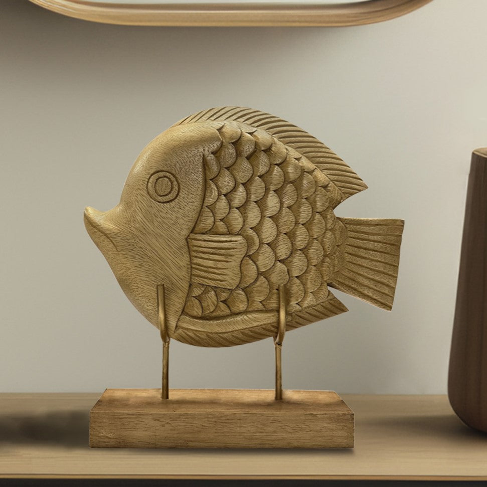 Lucky Fish Handmade Wooden Sculpture