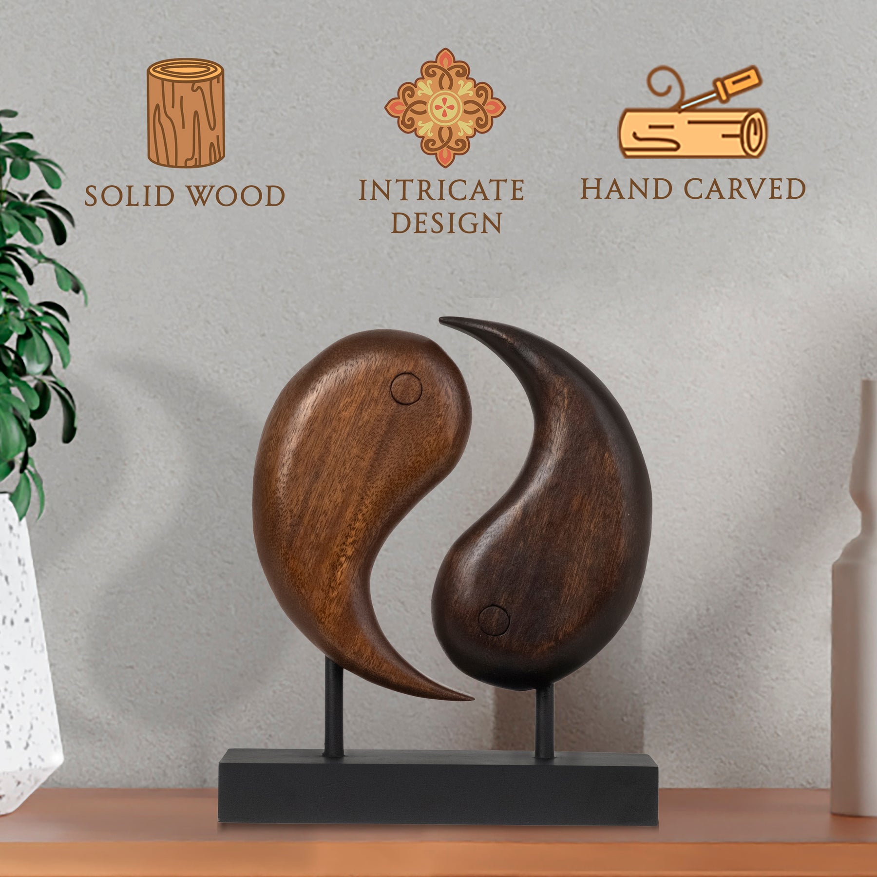 Yin Yang Handmade Wooden Sculpture