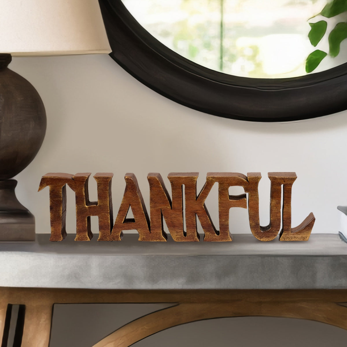 Thankful Handmade Wooden Sculpture