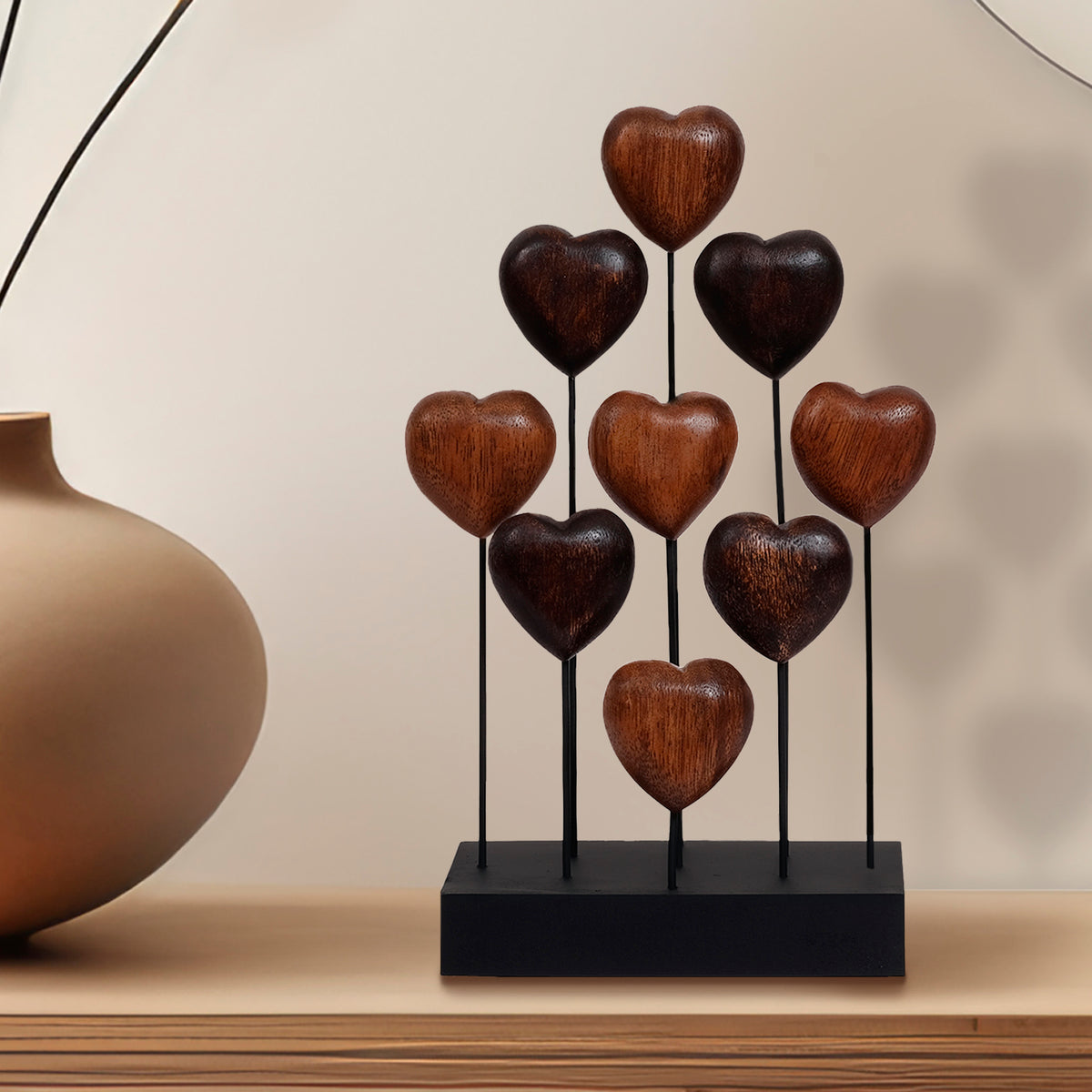 Hearts Handmade Wooden Sculpture